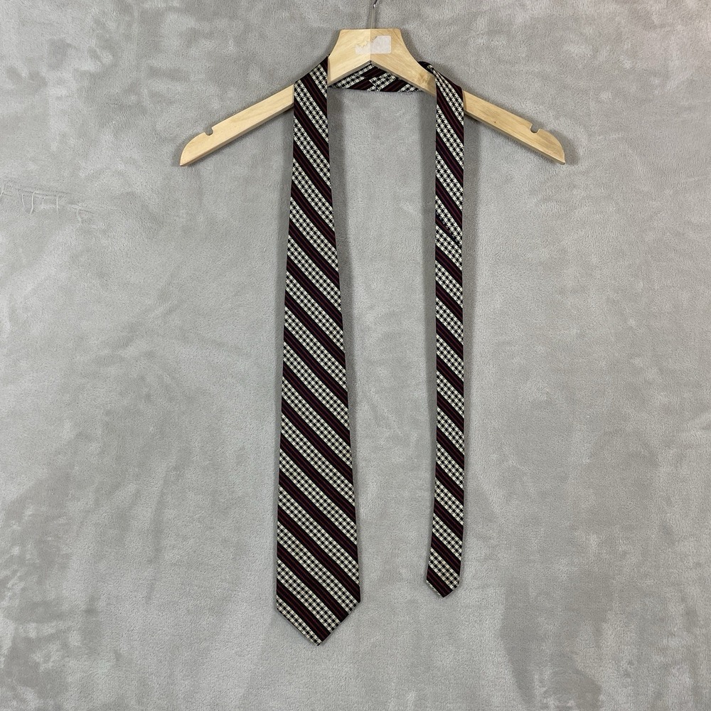 Vintage J.Crew Oarsman Neck Tie 100% Silk Made in USA Preppy Patterned 90s